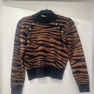 Michael Kors Black and Brown Striped Sweater